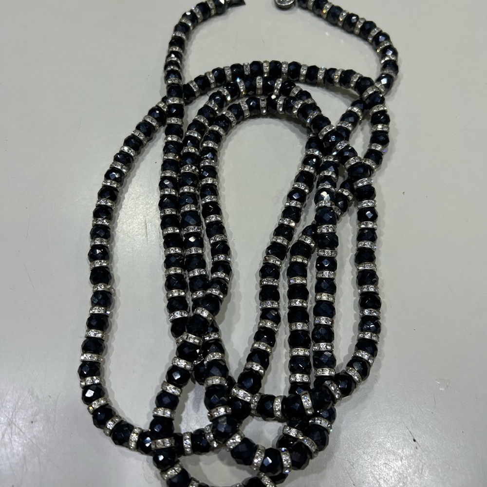 Vintage French Jet and Rhinestone Necklace